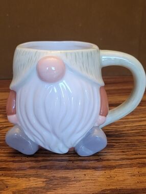 Ceramic Gnome Coffee Mug 3D Sculpted Bearded Whimsical Green Hat Novelty